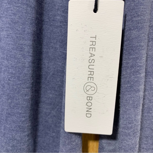 Treasure & Bond Long Sleeve Blue Gray Heather Ringer Shirt - Size XS - Picture 3 of 5